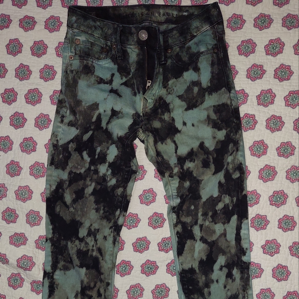 American Eagle pants Custom Bleach wash and blue dye